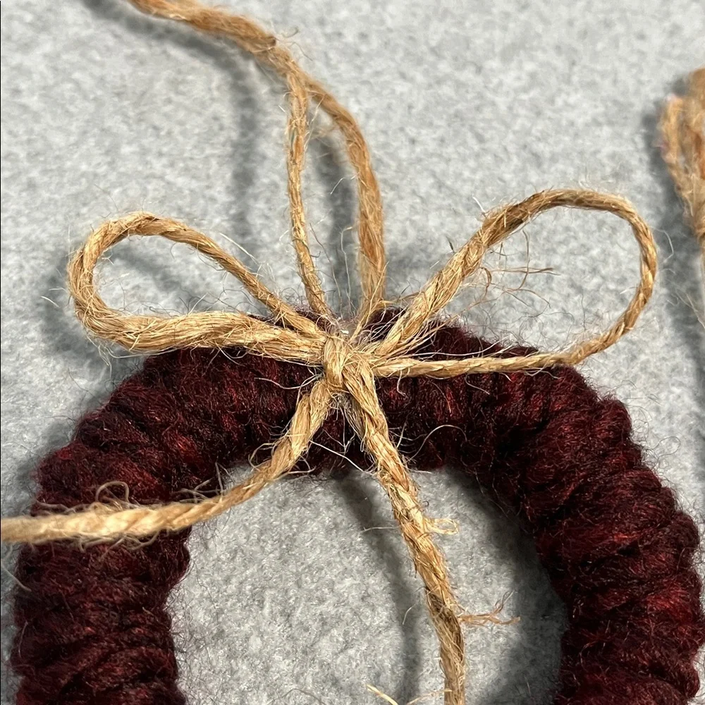 Christmas Ornament Wreath Farmhouse Country Primitive Bow Handmade